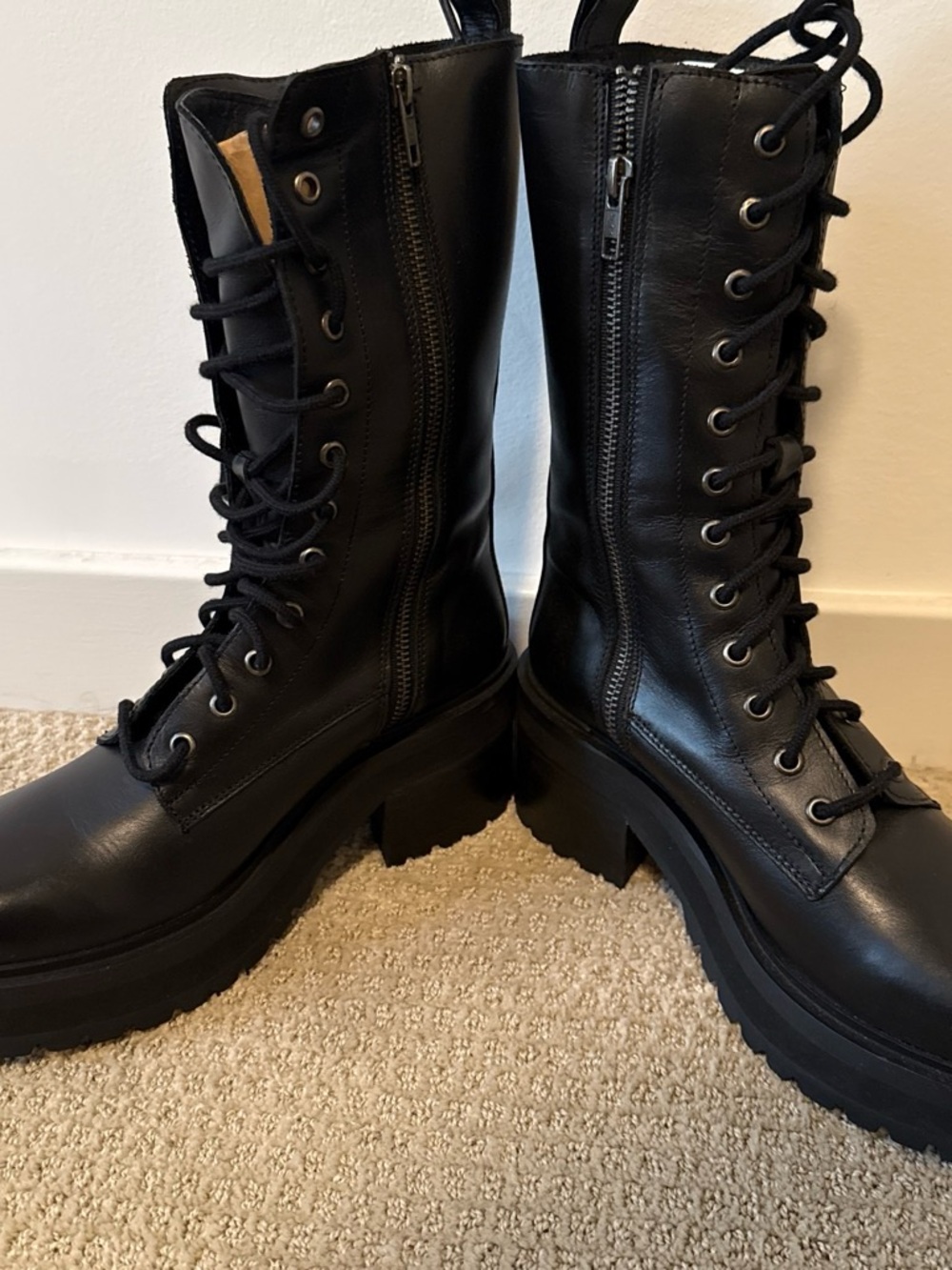 Steve Madden Black Platform Lace-Up Combat Boots - Picture 4 of 4